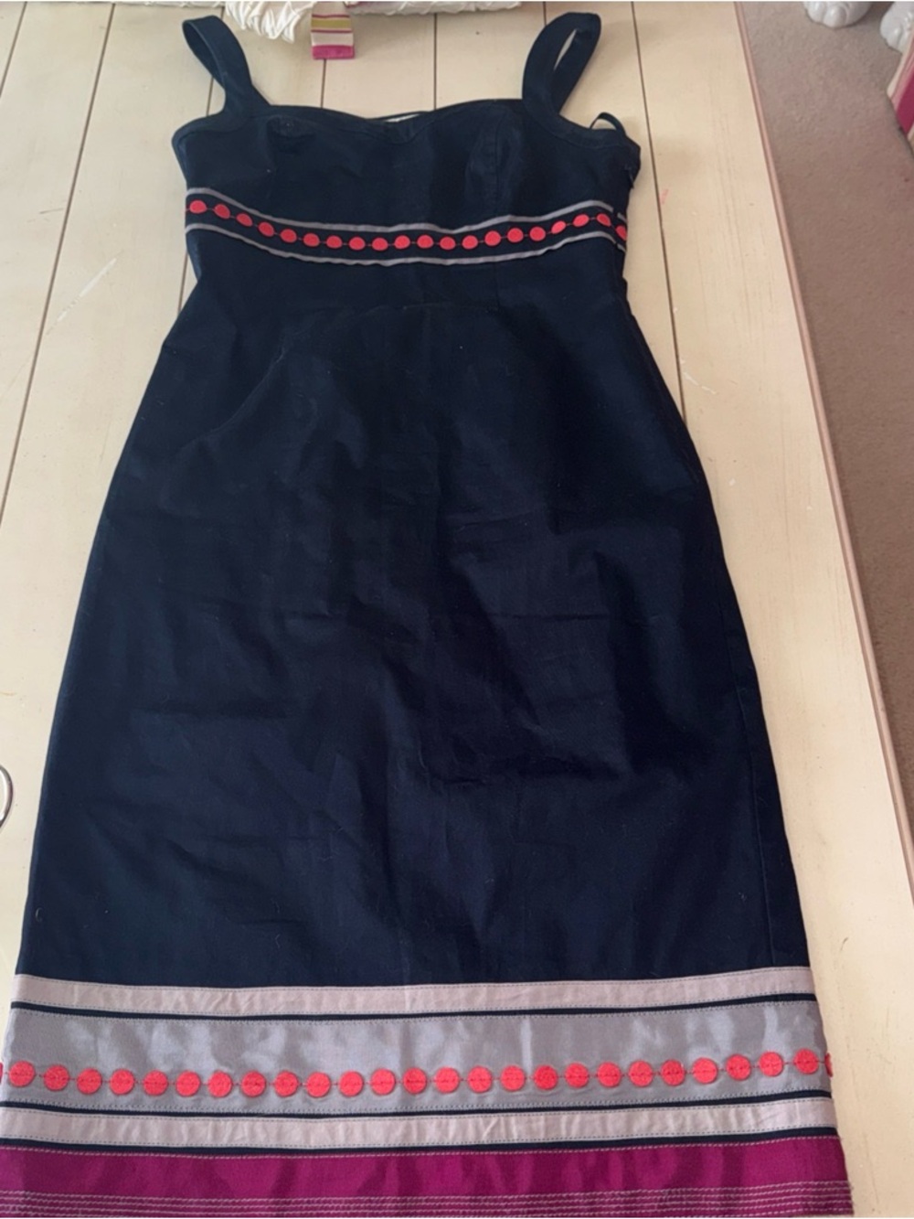 BODEN pinafore ribbon dress 8 L